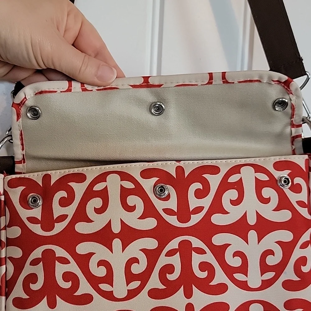 Infantino Savvy Bag - Red and Cream Patterned Shoulder Diaper Bag / Purse